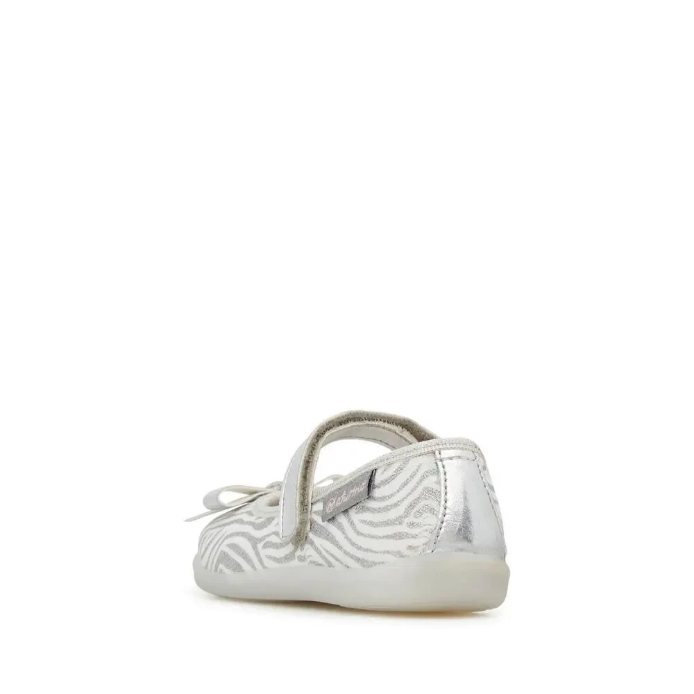 NATURINO CLARIES Zebra-print fabric ballet flats, White